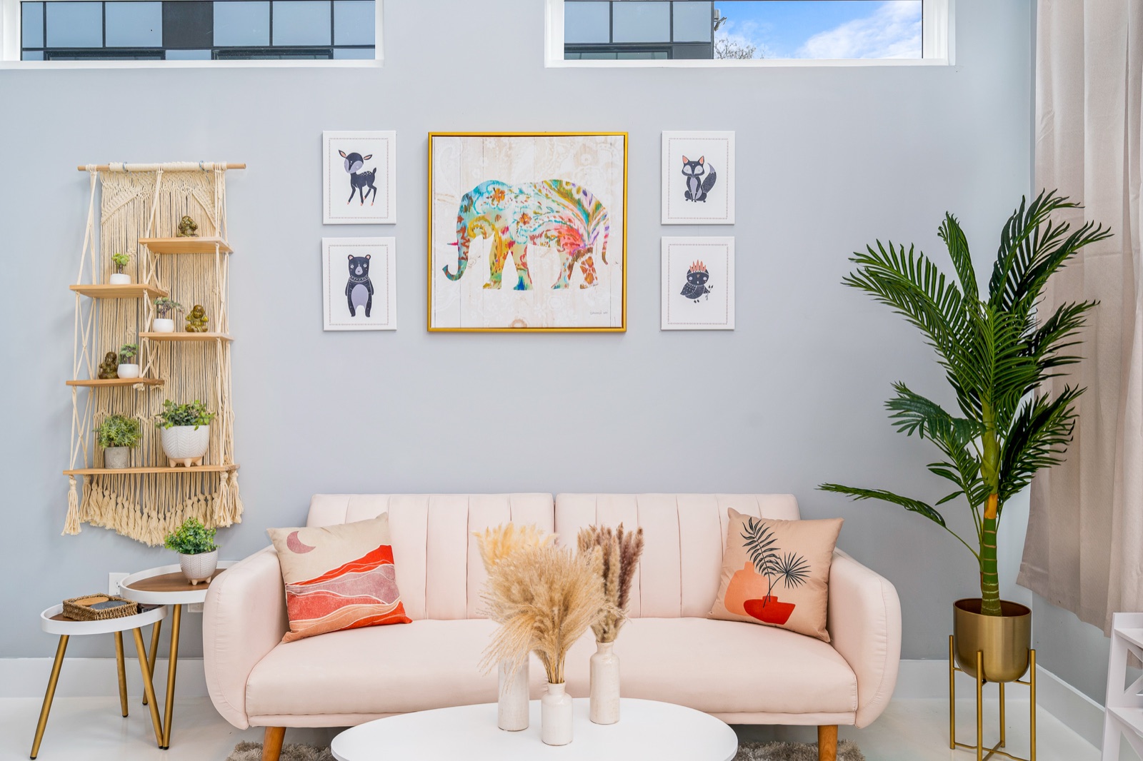 Staged reading nook and seating area with refreshed walls and clean trim detail, ready for listing photography